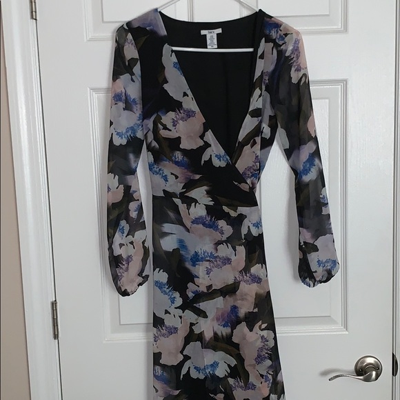 long sleeve floral wrap maxi dress